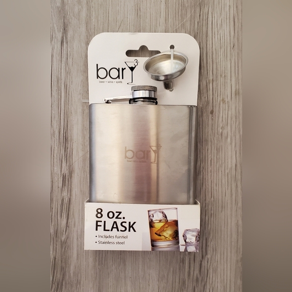 💚5/$25 Bar3 Stainless Steel Flask with Funnel 8oz New In Package - Picture 1 of 4